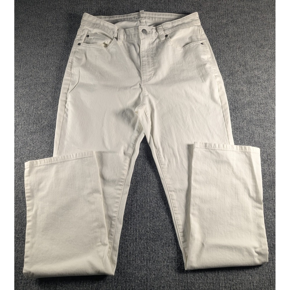 Eileen Fisher Full Length Slim Jeans Women's Size 6 White Dyed Organic Cotton